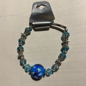 Blue and Silver Beaded Bracelet
